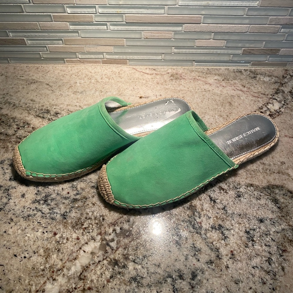 Marc Fisher Green Slip-On Espadrille Mules